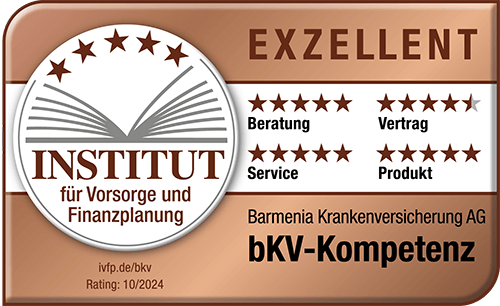 Exzellentes Rating der bKV-Kompetenz (Barmenia) durch das Institut für Vorsorge und Finanzplanung (Stand: 10/2024)